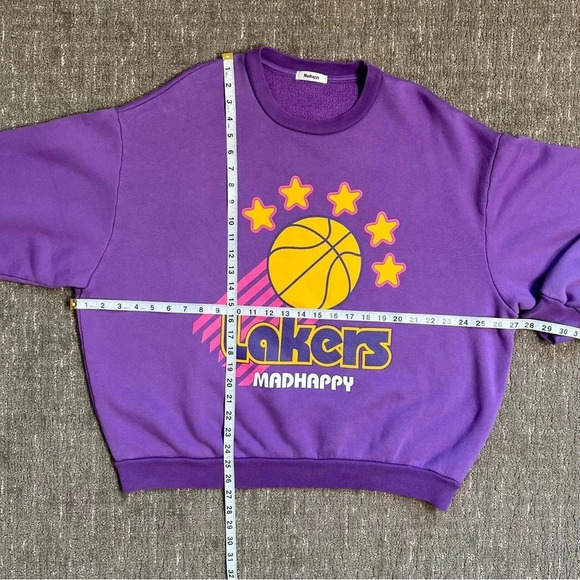 Madhappy Purple Yellow Lakers Heritage Crewneck Sweatshirt Medium - Picture 5 of 9